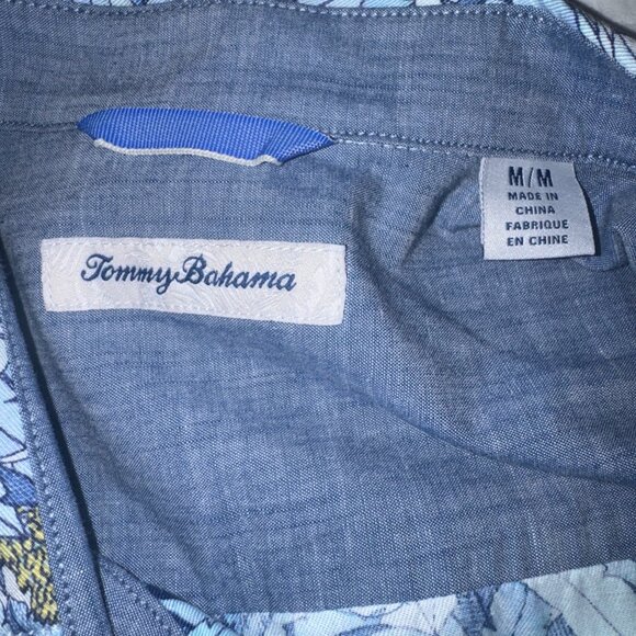 Tommy Bahama Short Sleeve Buccaneer Blue Floral Shirt Plantain Jungle Size M - Picture 7 of 8